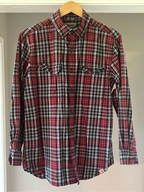 Carhartt Red, Black and White Plaid Button-Down Shirt
